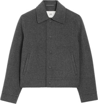 Ami Giacca boxy in lana con bottoni - Grigio