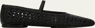Vince Vivian Crochet Leather Mary Jane Ballerina Flats