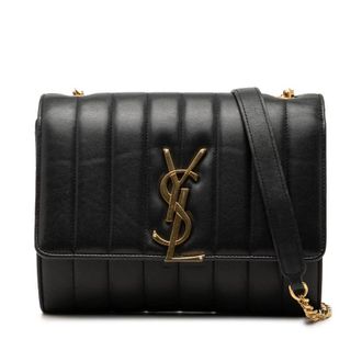 Saint Laurent Pre-owned Saint Laurent Matelasse Lambskin Monogram Vicky Chain Wallet Ladies 7B39BTV32TP7LWUA