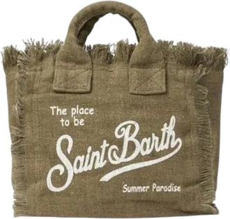 MC2 Saint Barth Tassen, Dames, Groen, ONE Size, Linnen, Vanity Mini