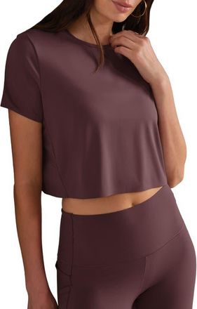 Rhone Serene Crop Performance T-Shirt in Deep Mauve at Nordstrom, Size X-Large