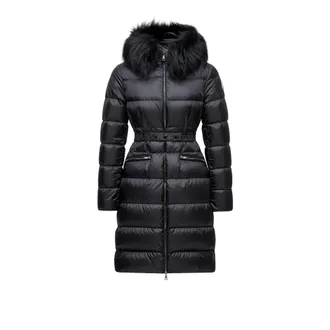Moncler Moncler Boedic Hooded Shearling-trimmed Long Down Jacket, Women, Black, Size: 00