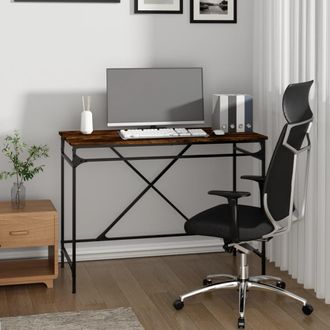 vidaXL Vidaxl - Escritorio Hierro Madera Contrachapada Roble Humo 100x50x75 Cm