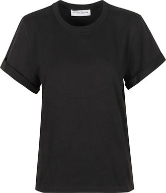 Victoria Beckham Black Tilly Boxy Rolled Cuff T-Shirt