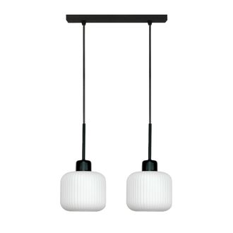 OEM L&aacute;mpara De Techo Colgante Negra Con Pantalla De Cristal Blanco, Beka Bianco 14-968