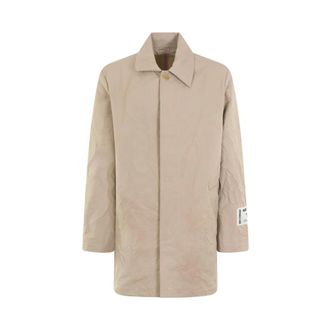 Acne Studios Single-Breasted Coats, male, Beige, Size: M Crinkled Trench Coat