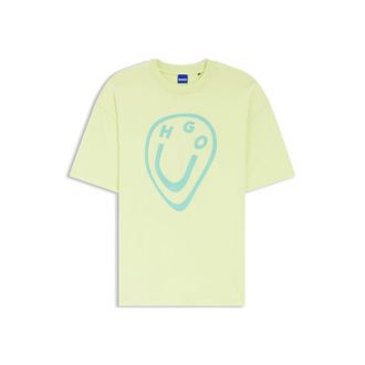 HUGO BOSS Cotton-jersey T-shirt with melted-effect Happy HUGO print