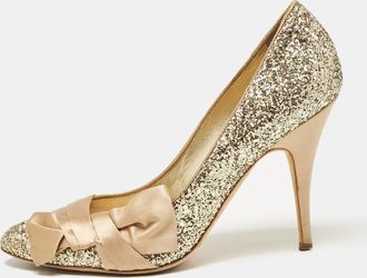Giuseppe Zanotti Gold Glitter And Satin Uma Pumps