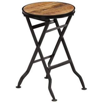 Berkfield Home Beautiful Desk with Folding Stool Solid Mango Wood 115x50x76 cm in Brown | Size: 115 x 50 x 76 cm