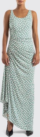 Alaia Off-the-Shoulder Polka-Dot Long Dress in Draped Jersey