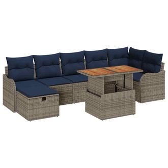 vidaXL Set Divano Da Giardino 8 Pz Grigio Polyrattan Vidaxl