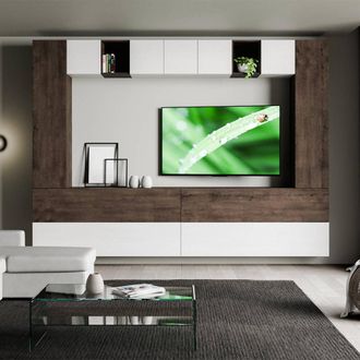Itamoby Mueble De Pared Moderno Tv Sal&oacute;n Suspendido Madera Blanco A105
