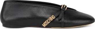 Moschino logo-lettering ballet flats - women - Sheepskin/Calf Leather/Goat Skin/Calf Leather - 37 1/2 - Black