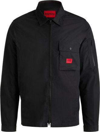 HUGO BOSS Zip-up canvas overshirt with logo label