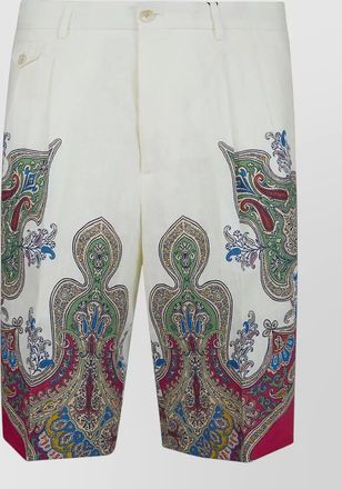 Etro linen shorts paisley print regular fit