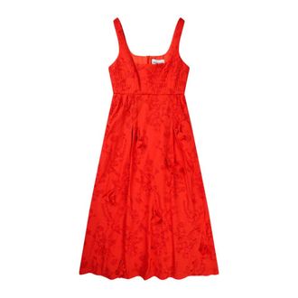 Munthe Elegante Bloemenjurk - Dames - Casual kleedjes - Rood - XL - Katoen - Kleedjes