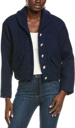 endless rose Boucle Tweed Buttoned Wool-Blend Bomber Jacket