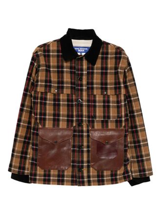 Junya Watanabe x Filson checked flannel jacket - men - Cotton/Goat Skin/Polyester/Polyurethane/Cotton - M - Neutrals