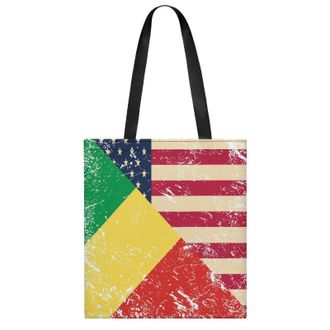 Generic U.S. And Congo Vintage Flag Womens Tote Casual Shopping Bag Lightweight Shoulder Bags Hobos Handbag for Work Travel Daily 35x40cm