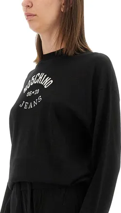 Moschino Virgin Wool Logo Sweater - Black