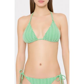 Milly Chevron Triangle Bikini Top in Green at Nordstrom, Size X-Small