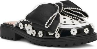 Betsey Johnson Gladdys Bow Mule in Black/White Flower at Nordstrom, Size 6.5
