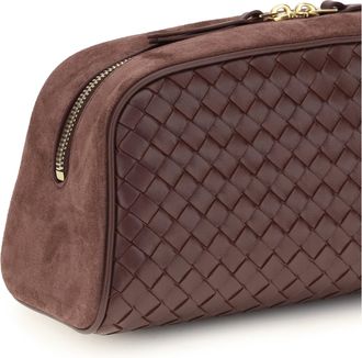 Bottega Veneta Womens Pouch Nodo Large Deep Mahogany-Gold Lamb Leather Clutch Bags Mahogany/gold