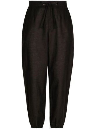 Dolce & Gabbana logo-patch drawstring-waist trousers - Black