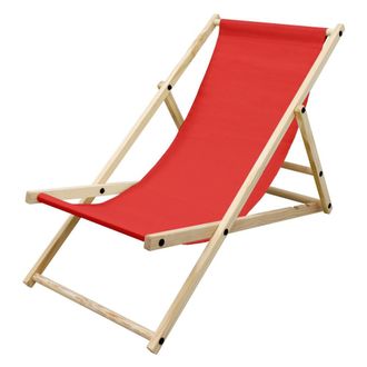 ECD Germany Silla de playa rojo madera de pino tejido oxford carga hasta 120kg