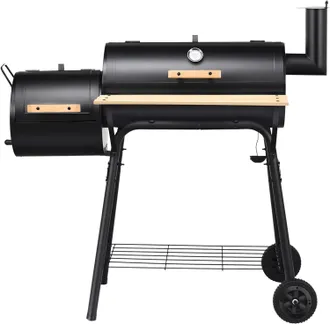 Costway Costway Barbecue A Carbonella In Metallo Con Ruote E 2 Fornelli, Carrello Per Barbecue A Carbonella Per Esterno Con Termometro, 115 X 65 X 108 Cm