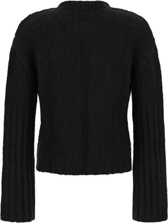 Rick Owens Cashmere-Silk Blend with Megarib Sleeves Sweater - Black