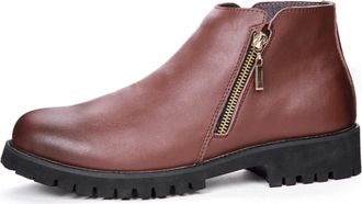 Generic Mens Chelsea Boot Double Side Zip Burnished Toe PU Slip On Wearable Waterproof Anti-slip Classic Slip On(Red,6.5 UK)