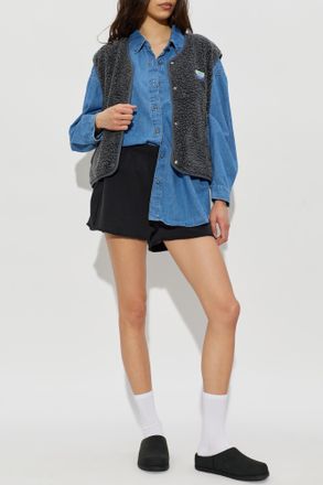 American Vintage Fleece Vest With Logo Patch, Womens, Grey