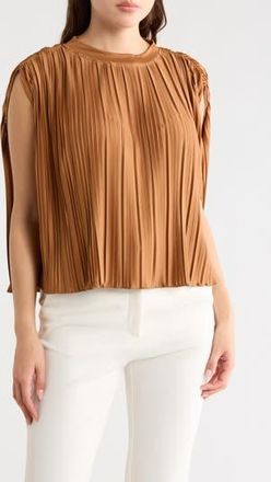 LBLC The Label Olivia Sleeveless Pleated Cape Top in Rust at Nordstrom Rack, Size X-Small