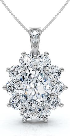 Pompeii3 Certified 8 1/2Ct Oval Diamond Pendant 14k Gold Lab Grown 1.25 Tall