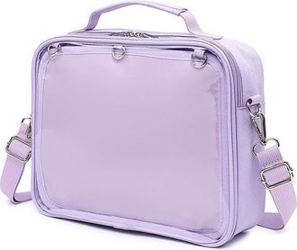 Generic Oxford Ita Bag, Backpack Satchel Crossbody Messenger Shoulder Bag with Clear Window for Pin Display, Badge Ita Bag for Anime Fans (purple)