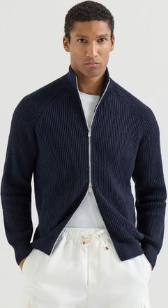 Brunello Cucinelli Malfil&eacute; cotton cardigan in Blue at Nordstrom, Size 52 It