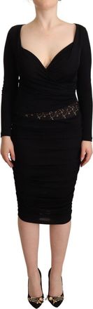 Gianfranco Ferre Long Sleeves Sweetheart Neck Midi Womens Dress