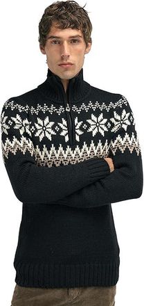 Dale of Norway Myking Sweater Mens Short Sleeve Pullover Black/Brown/Off-White : LG, Wool