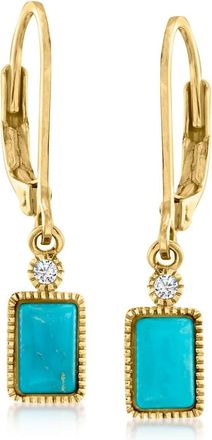 RS Pure by Ross-Simons Turquoise Drop Earrings in 14kt Yellow Gold