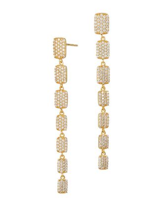 Savvy Cie Jewels 18K Plated Cz Tag Earrings