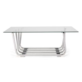 Christopher Knight Home Pitzen Coffee Table, Chrome + Clear