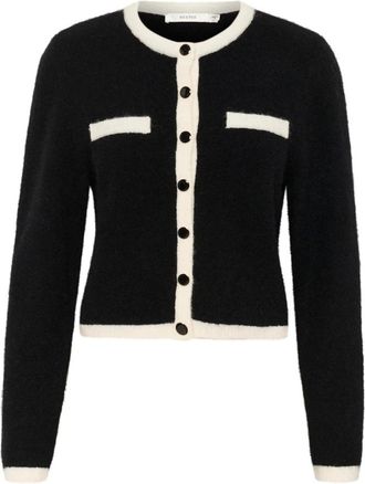 Gestuz Contrast Cardigan Zwart/Ivoor Combinatie - Dames - Vesten - Zwart - 2XS - Truien & Vesten