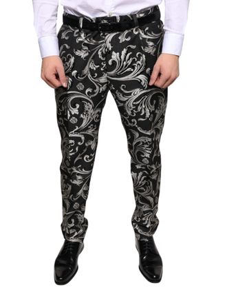 Dolce & Gabbana Mens Baroque Slimfit Trousers - Black - Size EU 46 (Mens)