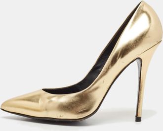 Giuseppe Zanotti Gold Leather Pointed Toe Pumps