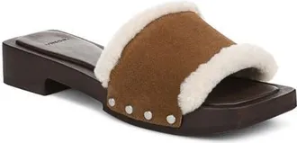 Vince Barbara Genuine Shearling Slide Sandal in Elmwood at Nordstrom, Size 5.5