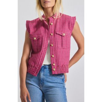 Derek Lam Namira Cotton Blend Tweed Vest in Raspberry/White at Nordstrom Rack, Size X-Small