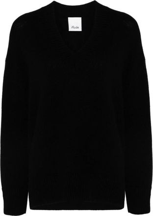 Allude V-hals gebreide trui - Dames - V-hals truien - Zwart - S - Kasjmier - Truien & Vesten
