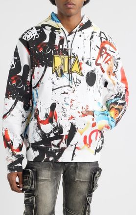 Rta Dion Graffiti Logo Graphic Hoodie in White Graffiti at Nordstrom, Size Xx-Large