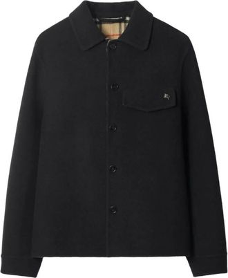 Burberry EKD Embroidered Wool Overshirt, Size Large